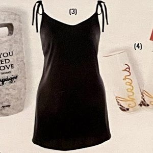 Women's Black Tie-Shoulder Slip Chemise - Classic Minimalist
